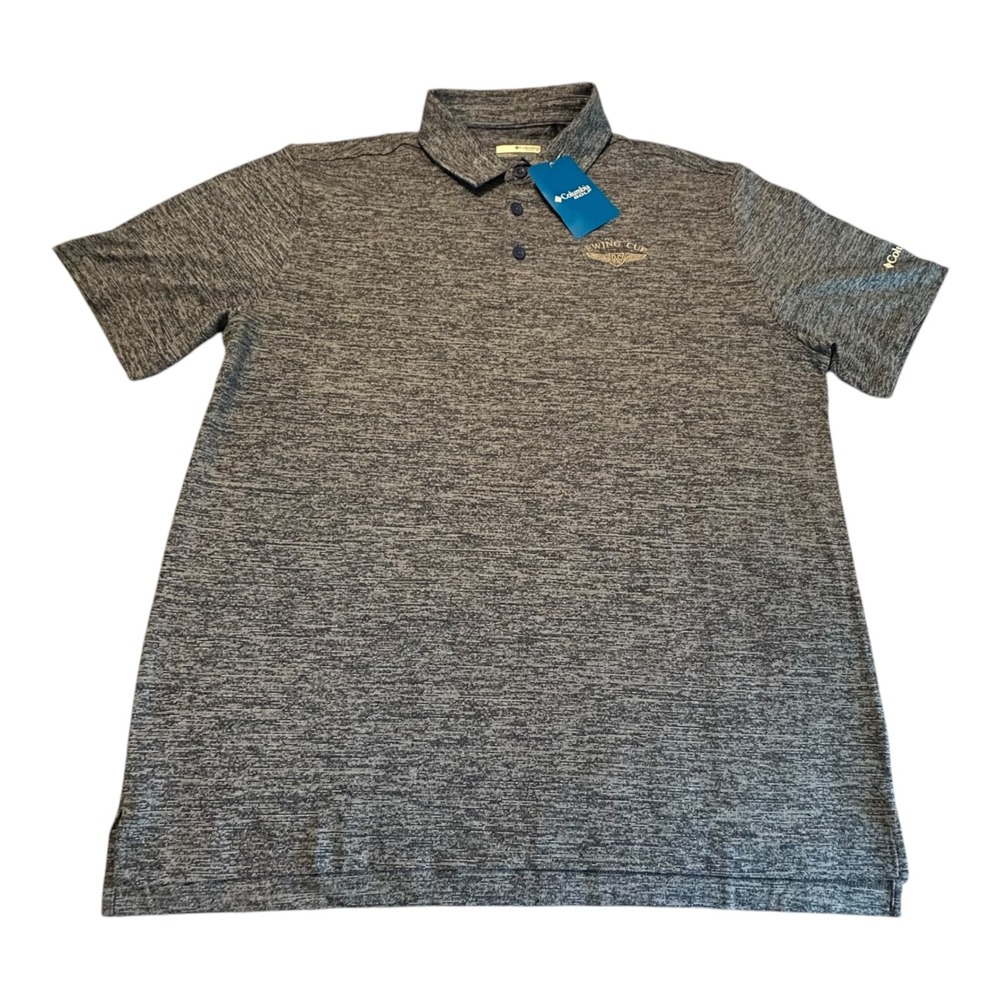 Columbia Golf Polo Mens Large Blue New Omni-Wick Final Round Ewing Cup Heathered
